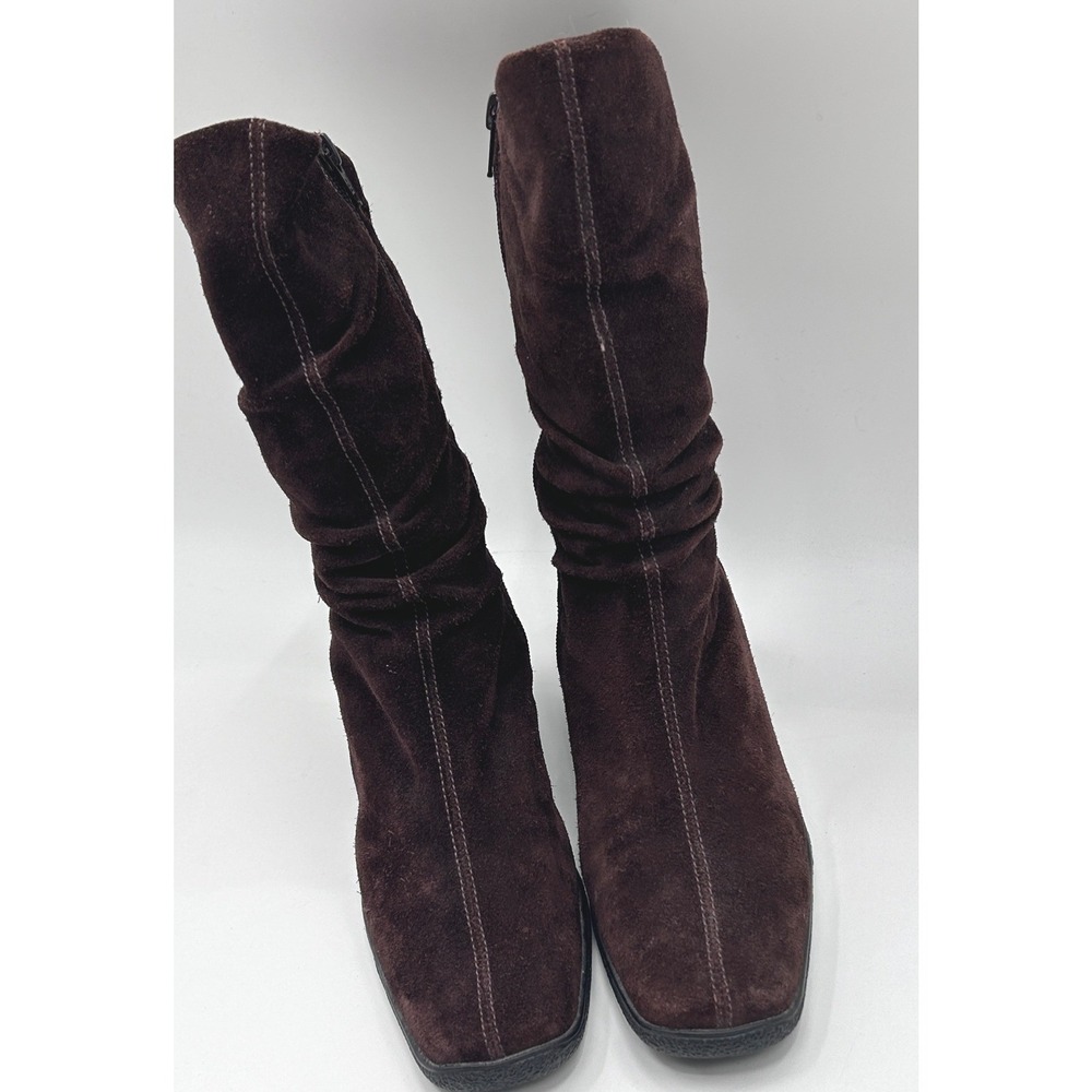 GH Bass Ganelle Brown Suede Wedge Mid Calf Boots Women's Size 8M Heritage Style - Picture 3 of 10